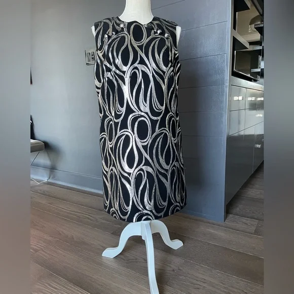 Milly Mod Black and Silver shift dress sz12 - Picture 1 of 4